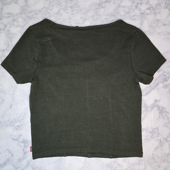 Levi's Mars Corset T-shirt Small Green Crop Top Shortsleeve - Picture 3 of 12